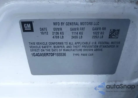 2013 Buick Lacrosse z USA, uszkodzony, nr VIN 1G4GA5ER7DF193536